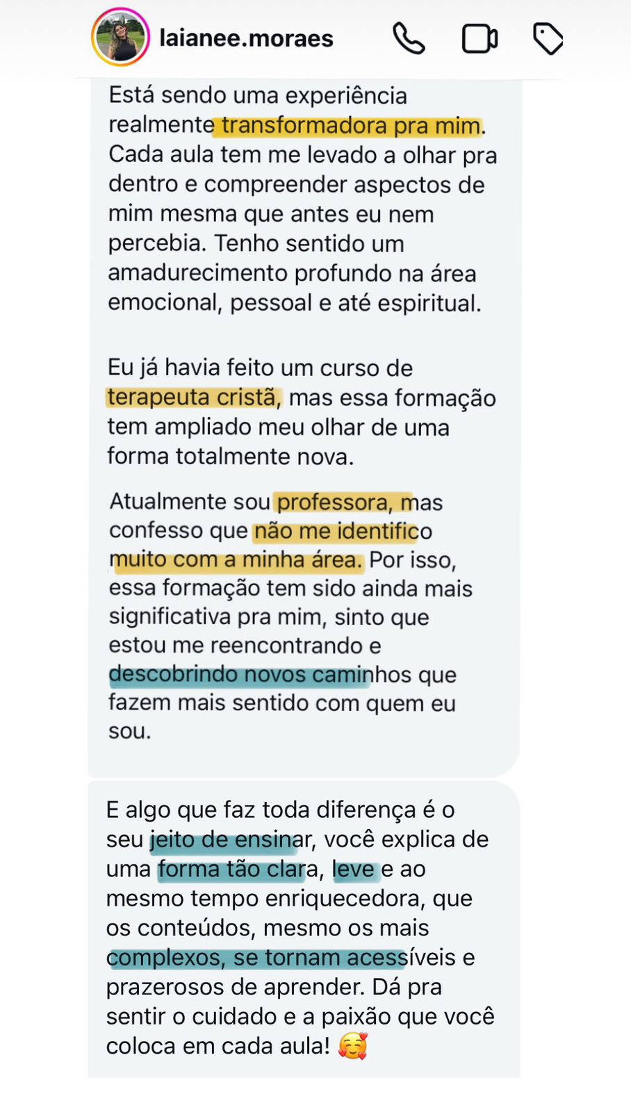 Depoimento de aluna: Laianee Moraes